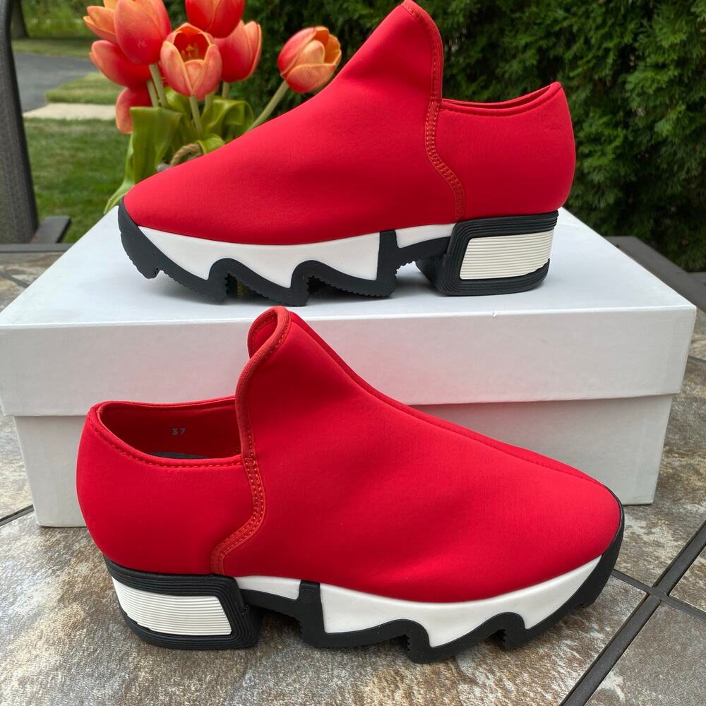 iRi WES I Neoprene Low Top Platform Sneaker Size EU 37 US 7 Red - Picture 3 of 14